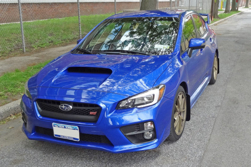 Rally Armor 15-21 Subaru WRX/STI (Sedan ONLY) White UR Mud Flap w/ Black Logo - MF32-UR-WH/BLK - Installed 3