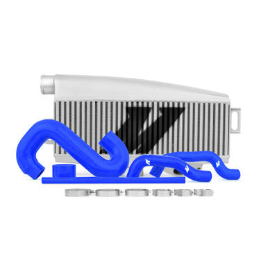 Mishimoto Top-Mount Intercooler Kit For 2002-07 Subaru WRX, 04-07 WRX STI - Powder Coated Silver & Blue Hoses - MMTMIC-WRX-01SLBL