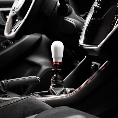 COBB Subaru 6-Speed Tall Weighted COBB Shift Knob - White (Incl. Both Red + Blk Collars) - Installed 4