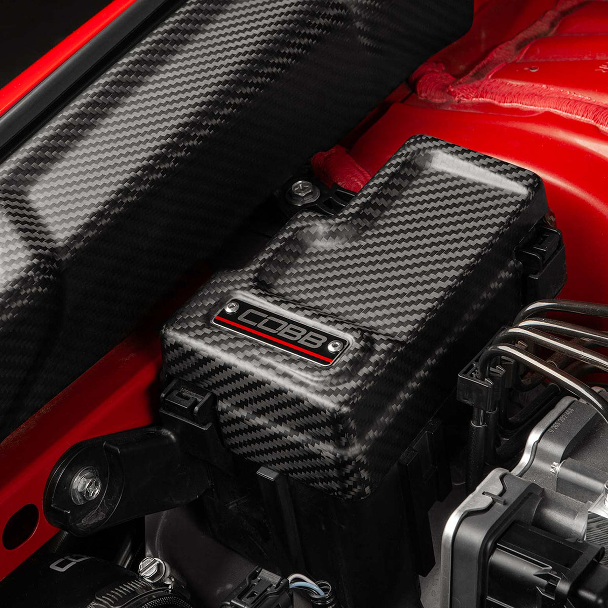 COBB Redline Matte Carbon Fiber Fuse Cover For 2022+ Subaru WRX (Passenger Side) - Installed