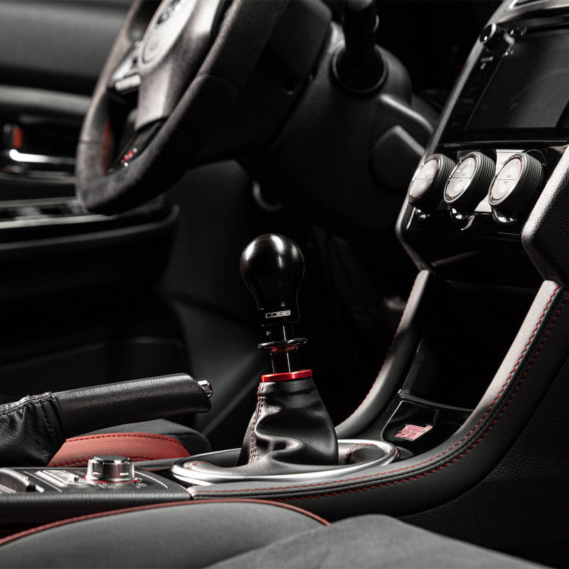 COBB Subaru 6-Speed Weighted COBB Shift Knob - Black w/ Black and Red Collar - 213360-BK - Installed
