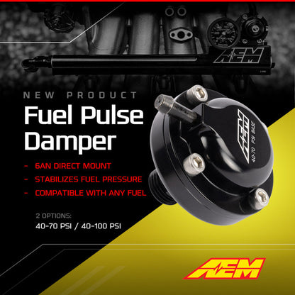 AEM AN6 ORB 40-70psi Fuel Pulse Damper - 25-4002 - lifestyle view