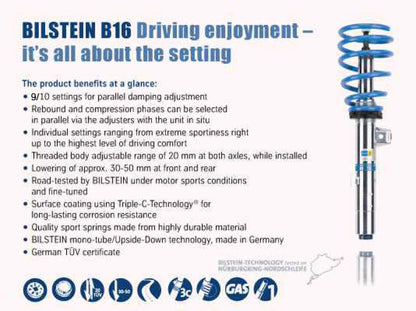 Bilstein B16 (PSS10) Subaru WRX STi Base/Limited H4 2.5L Front & Rear Performance Suspension System - 48-249546 - Specs