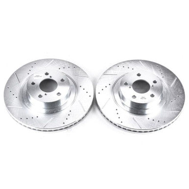 Power Stop Evolution Drilled & Slotted Front Rotors For 2002-07 Subaru WRX, 01-04 Legacy GT - Pair - JBR957XPR