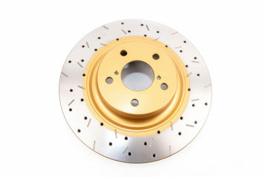 DBA Front 4000 Series XS Gold Drilled & Slotted Brake Rotor For 2006-14 Subaru WRX, 13-25 BRZ - DBA4650XS