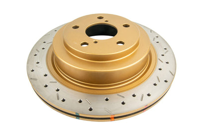 DBA Rear 4000 Series XS Gold Drilled & Slotted Brake Rotor For 2006-07 Subaru WRX, 05-08 LGT