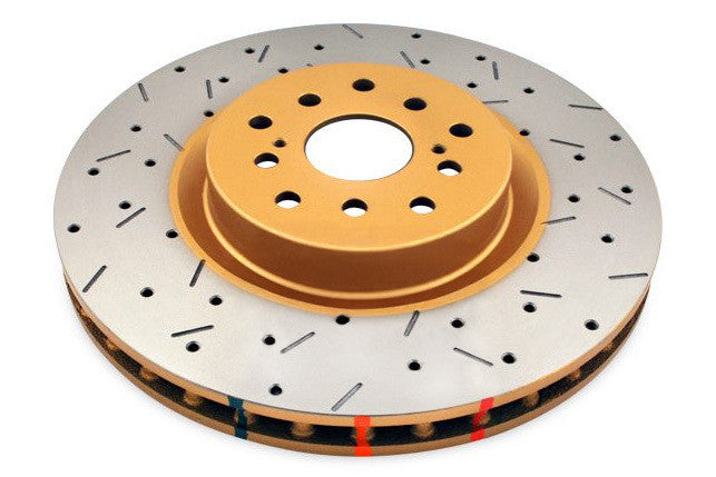 DBA Front 4000 Series XS Gold Drilled & Slotted Brake Rotor For 2008-14 Subaru WRX, 04-17 WRX STI