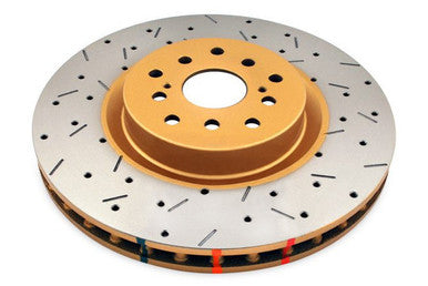 DBA Front 4000 Series XS Gold Drilled & Slotted Brake Rotor For 5x100 bolt pattern, 04 WRX STI - DBA4654XS