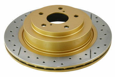 DBA Rear Street Series XGold Drilled & Slotted Brake Rotor For 2006-07 Subaru WRX, 05-08 LGT - DBA653X