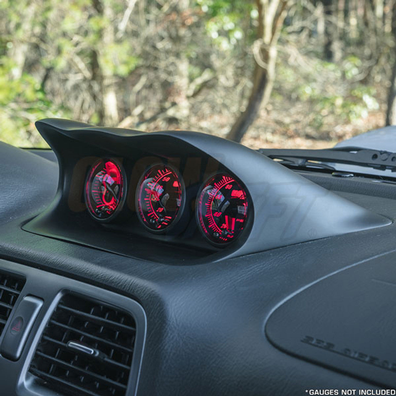 GlowShift 52mm Fiberglass Triple Gauge Dashboard Pod for 2002-2007 Subaru Impreza WRX - Installed