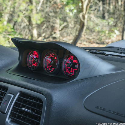 GlowShift 52mm Fiberglass Triple Gauge Dashboard Pod for 2002-2007 Subaru Impreza WRX - Installed