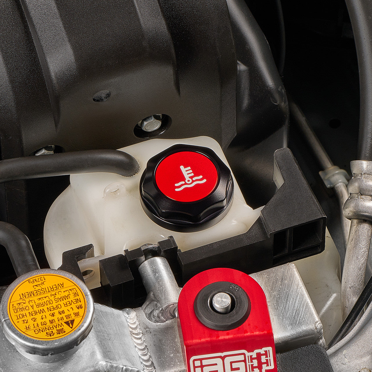 IAG Revolve Coolant Reservoir Cap w/ Anodized Color Accent - Installed