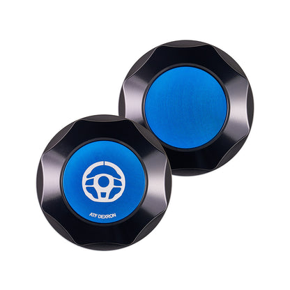 IAG Revolve Power Steering Reservoir Cap w/ Anodized Color Accent for 02-07 WRX, 04-07 STI, 04-08 FXT - Blue