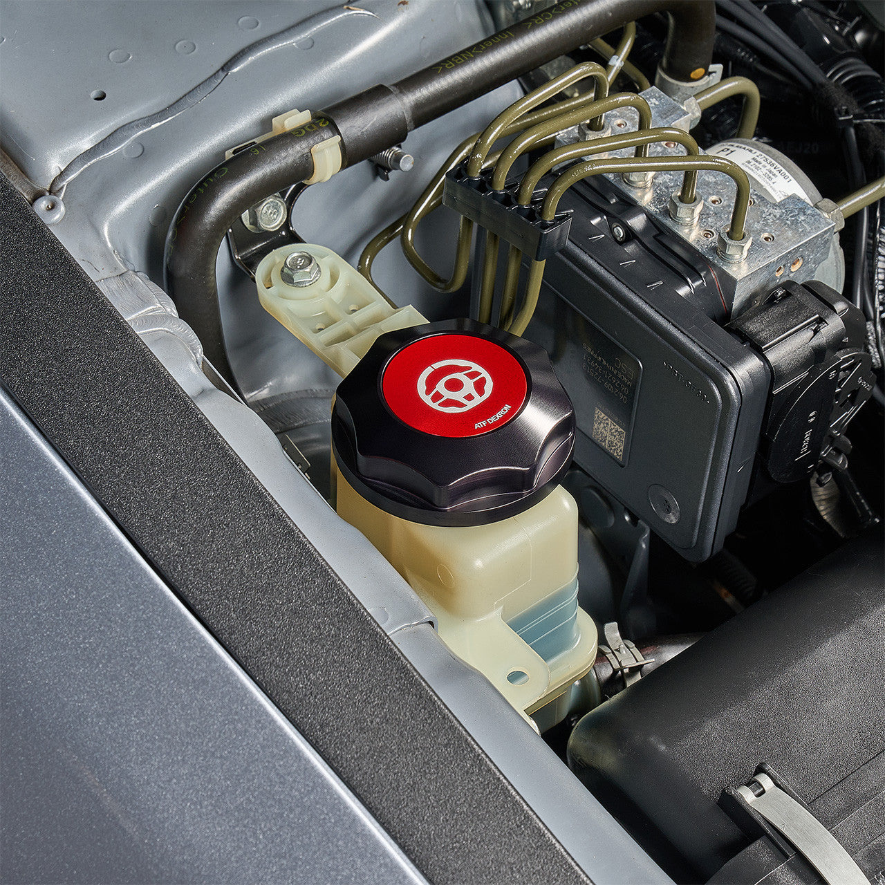 IAG Revolve Power Steering Reservoir Cap w/ Anodized Color Accent - Installed
