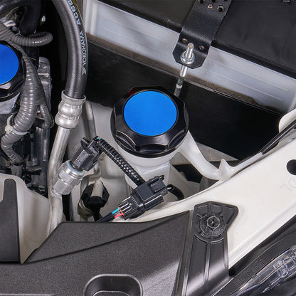 IAG Revolve Washer Fluid Reservoir Cap w/ Anodized Color Accent for 22-26 WRX, 13-26 BRZ - Blue Installed 2