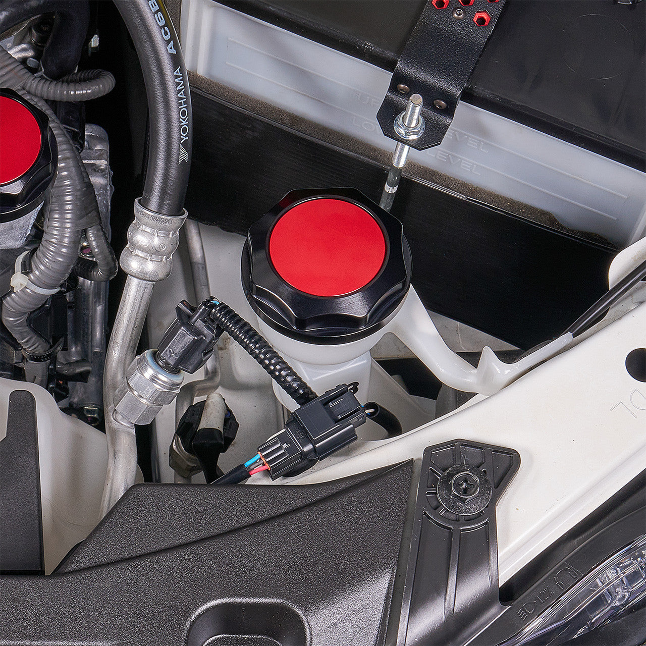 IAG Revolve Washer Fluid Reservoir Cap w/ Anodized Color Accent for 22-26 WRX, 13-26 BRZ - Red Installed 2