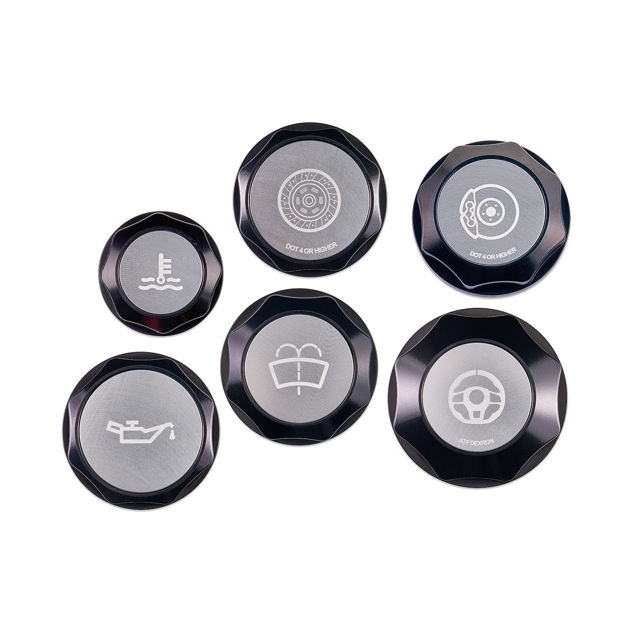 IAG Revolve Engine Bay Dress-Up Cap Kit for 02-07 WRX, 04-07 STI, 04-08 FXT - Silver Front Set