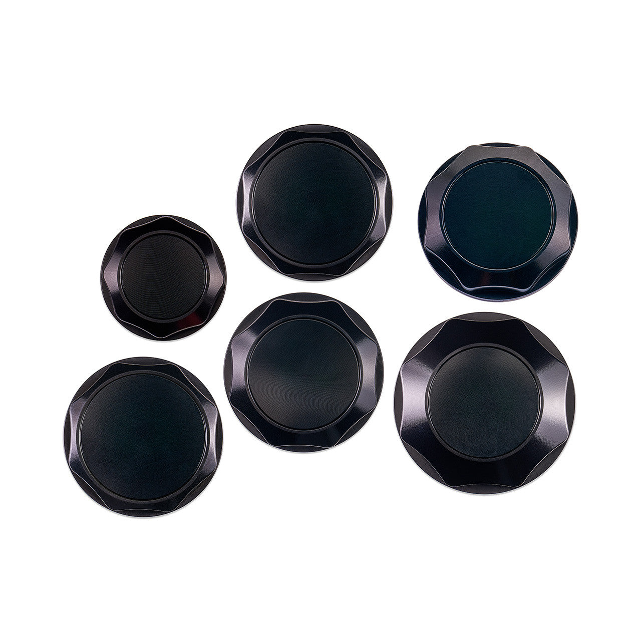 IAG Revolve Engine Bay Dress-Up Cap Kit for 08-14 WRX / STI, 05-09 LGT - Black Set Back
