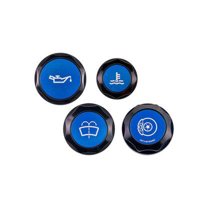 IAG Revolve Engine Bay Dress-Up Cap Kit for 15-21 WRX - Blue Set Front