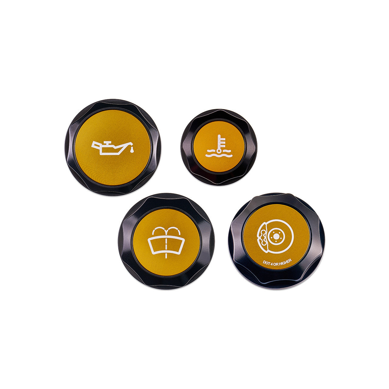 IAG Revolve Engine Bay Dress-Up Cap Kit for 15-21 WRX - Gold Set Front