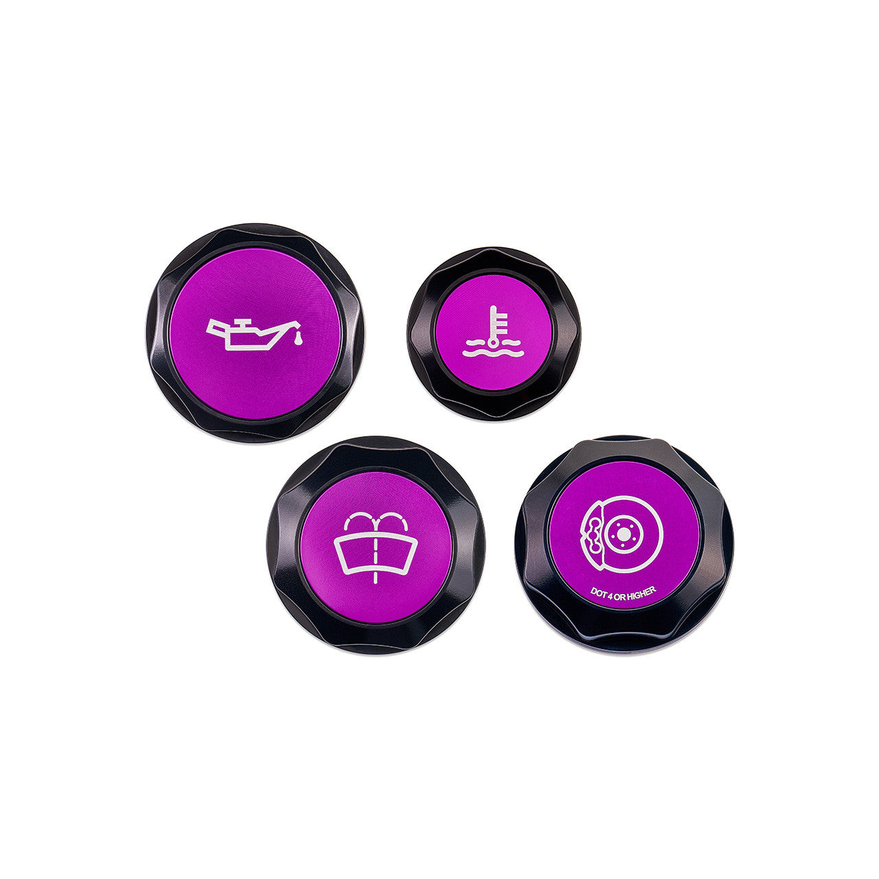 IAG Revolve Engine Bay Dress-Up Cap Kit for 15-21 WRX - Purple Set Front