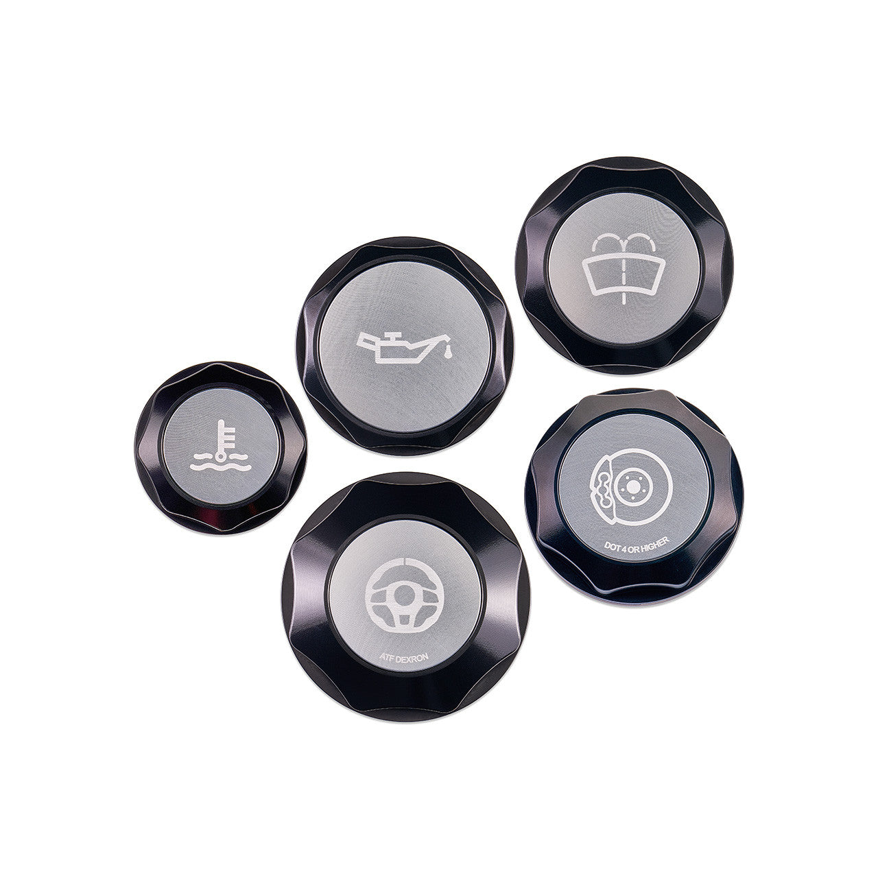 IAG Revolve Engine Bay Dress-Up Cap Kit for 15-21 STI - Silver Set Front