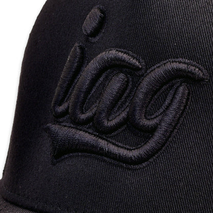 IAG Performance Flexfit Cap with Black Script Logo - Close-up