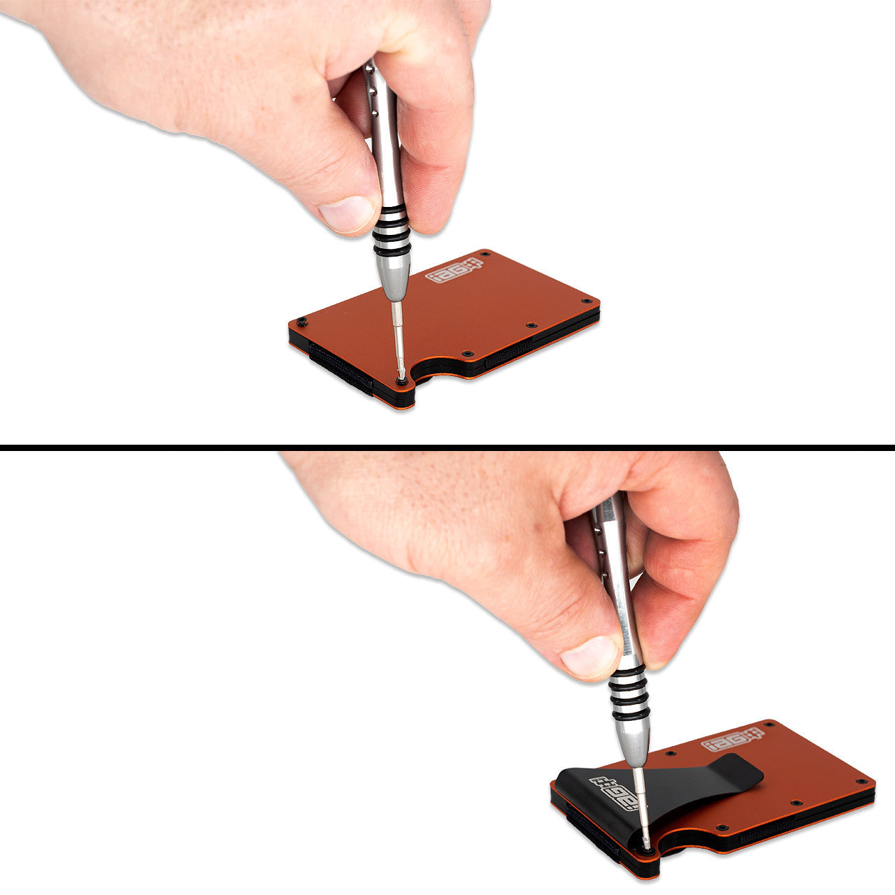 IAG Aluminum Wallet w/Money Clip, Cash Band, and Screwdriver Kit (Boxer Logo) - Clip Assembly