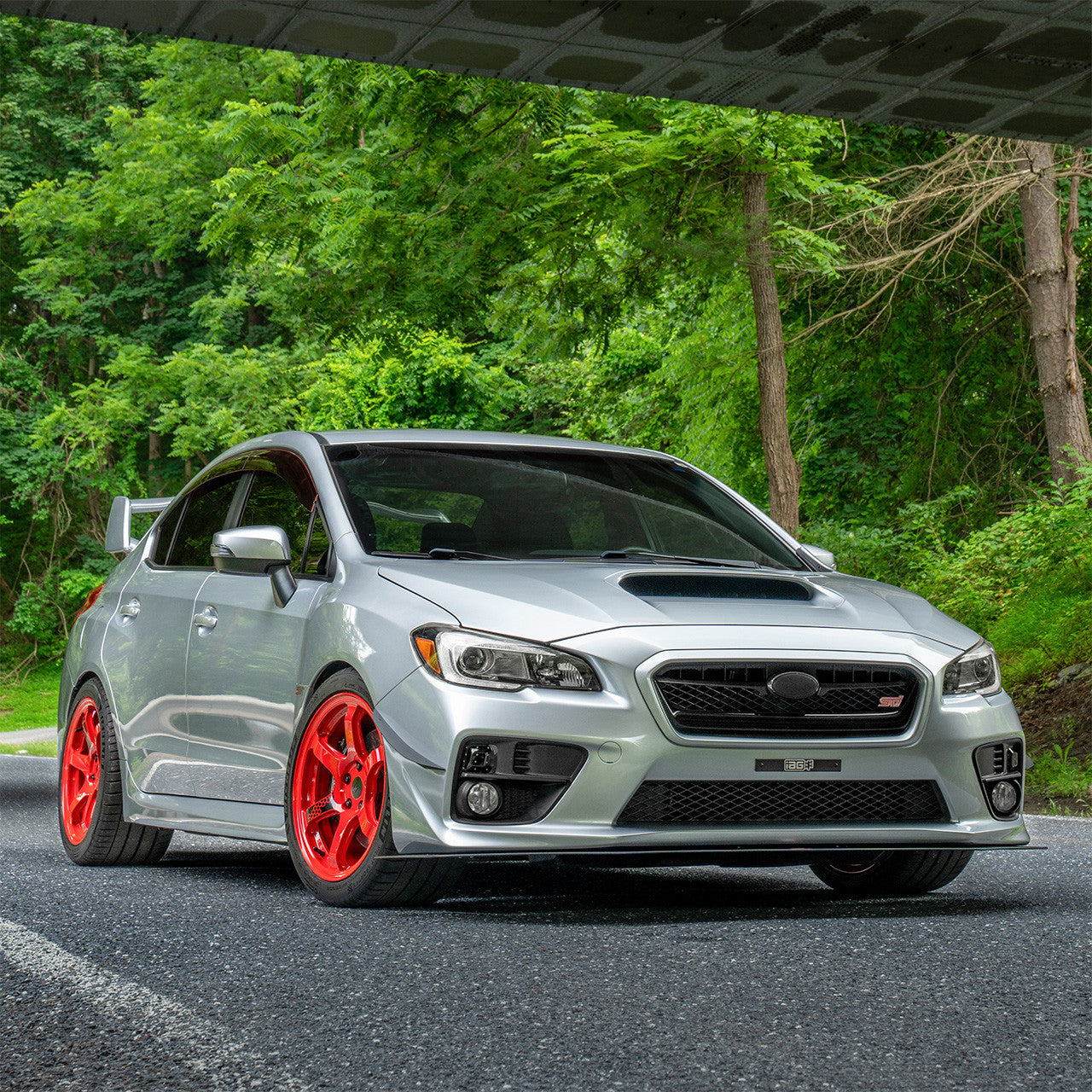 IAG Front Splitter with Straight Endplate Winglets For 2015-21 Subaru WRX & STI - Matte Black Installed