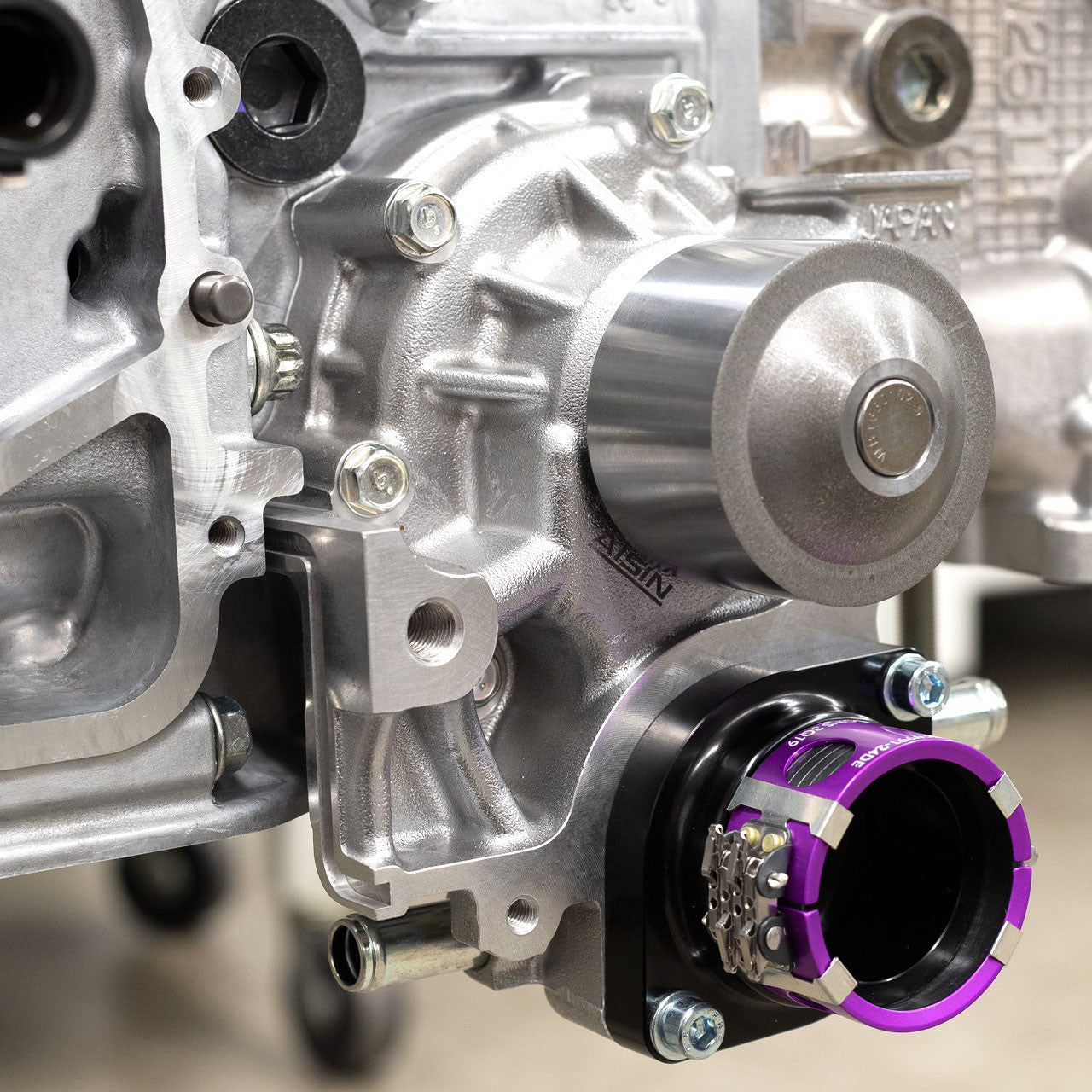 IAG Subaru Wiggins Style Thermostat Housing for 02-24 WRX, 04-21 STI, 04-13 FXT, 05-09 LGT, 13-24 BRZ - Installed 3