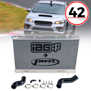 IAG Triple Pass Street Series 42mm Radiator for 2008-14 Subaru WRX, 08-21 STI