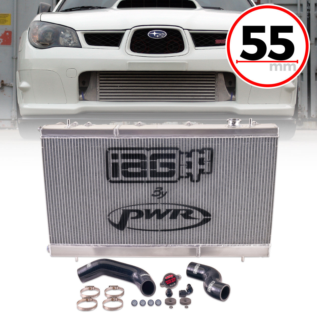 IAG Triple Pass Competition Series 55mm Radiator For 2002-07 WRX, 04-07 STI