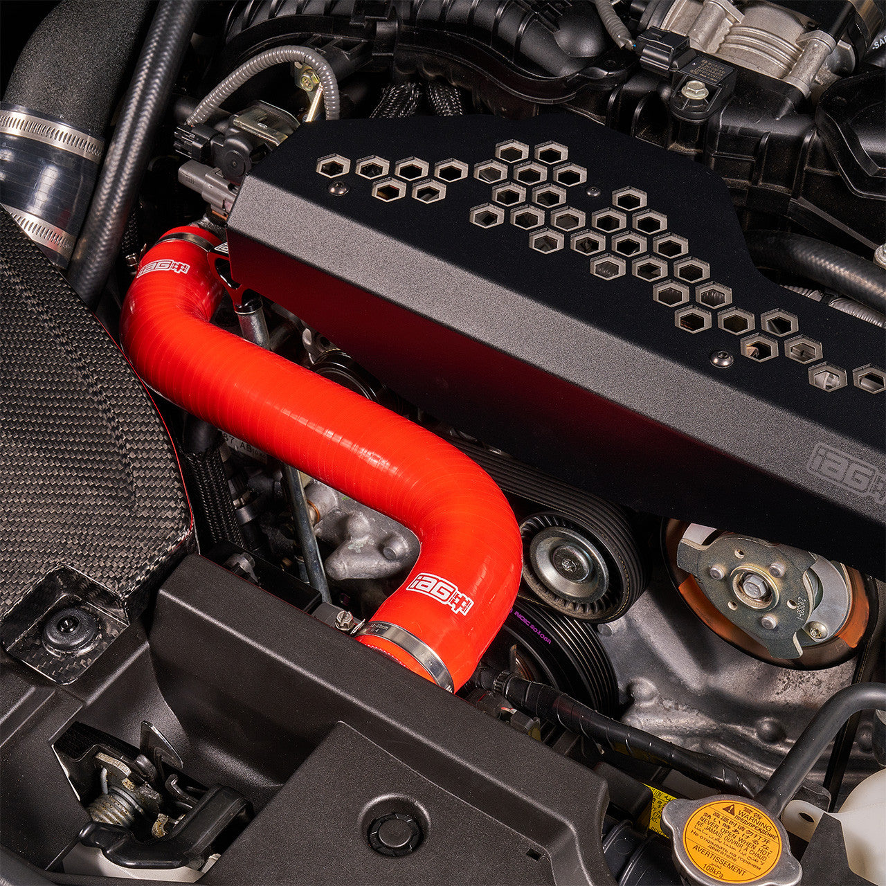 IAG Silicone Upper & Lower Radiator Hose Kit For 2022-26 WRX - Red Install