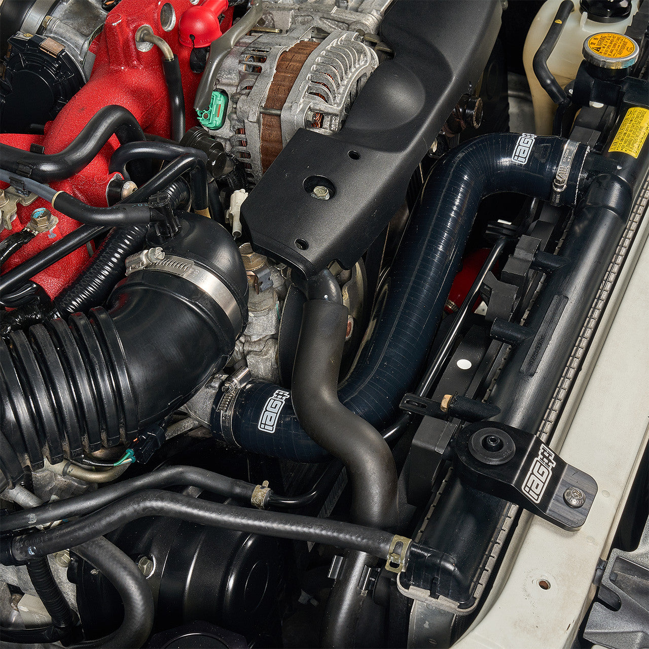 IAG Silicone Upper & Lower Radiator Hose Kit For 2002-07 WRX, 04-07 STI - Black Installed 2