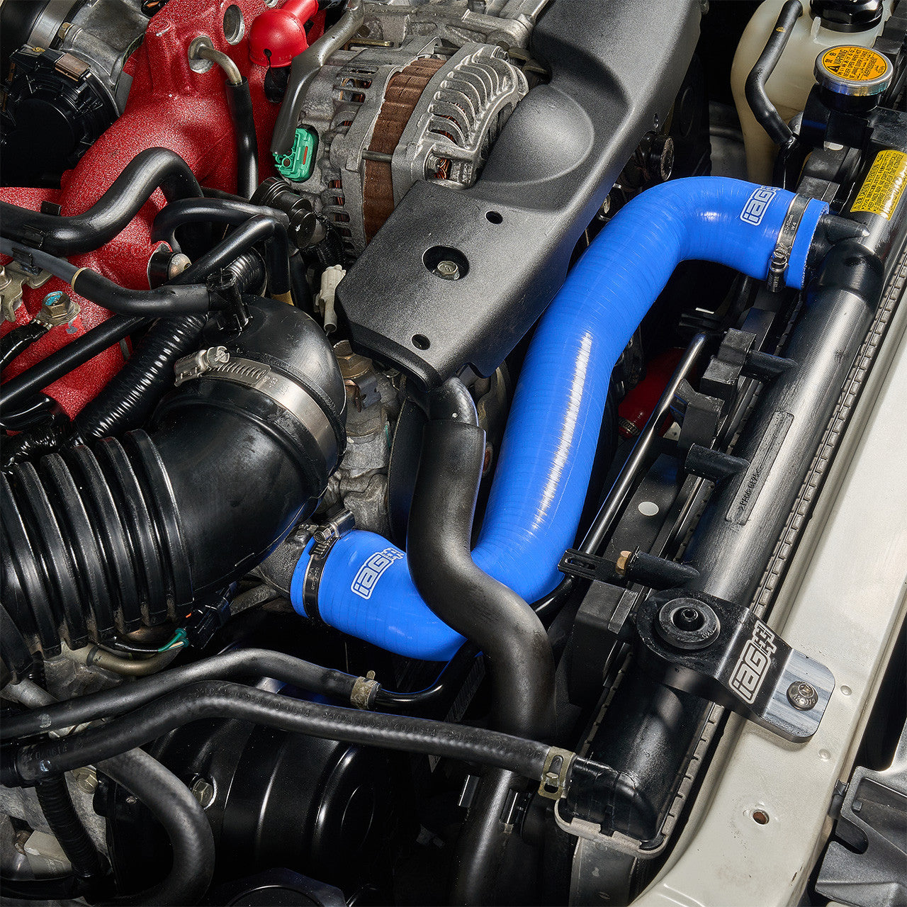 IAG Silicone Upper & Lower Radiator Hose Kit For 2002-07 WRX, 04-07 STI - Blue Installed 2