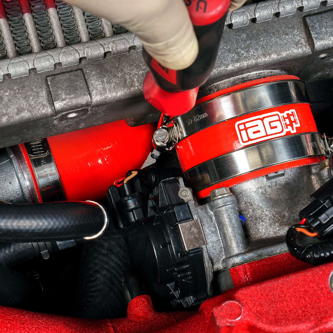 IAG Pry Point on Subaru STI 90 Degree Silicone Coupler