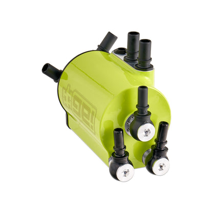 IAG Air / Oil Separator (AOS) Fits 2022-24 Subaru WRX - Neon Yellow Angle 4
