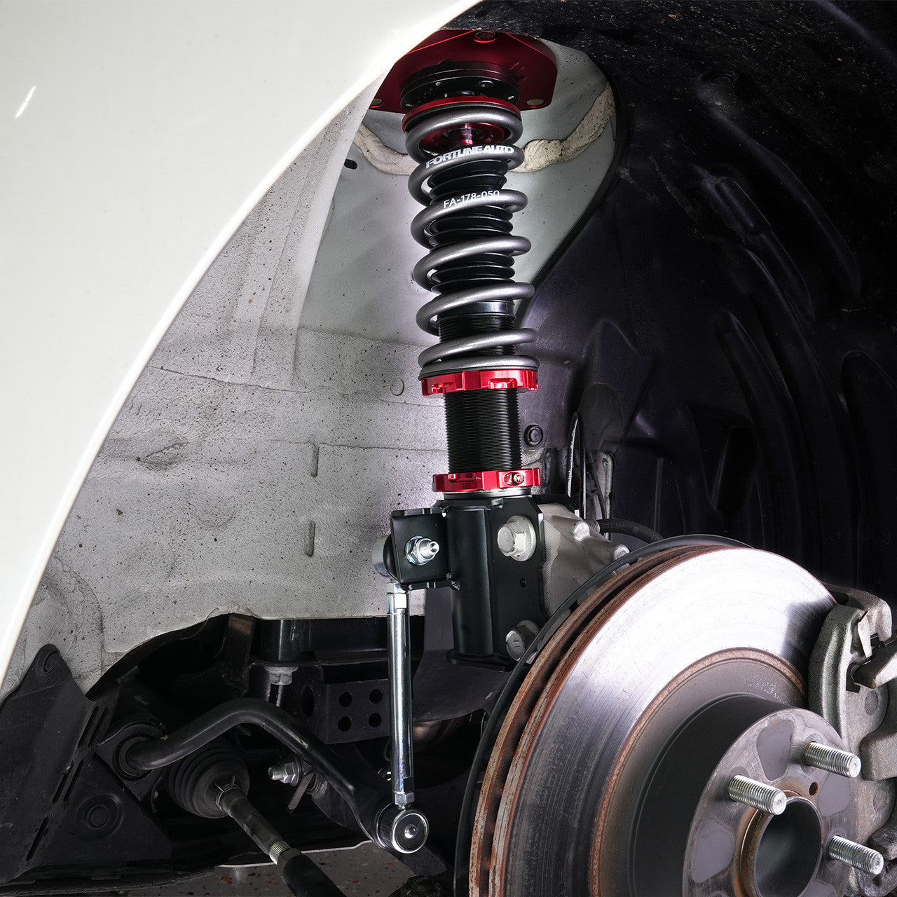 IAG Spec Street Series Coilovers by Fortune Auto for 13-25 BRZ, FR-S, 86, GT86, GR86 - Front Coilover Installed
