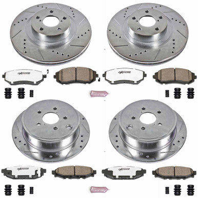Power Stop Z26 Street Warrior Front & Rear Brake Kit For 2008-10 Subaru WRX, 10-12 Legacy, 09-10 Impreza - K4077-26