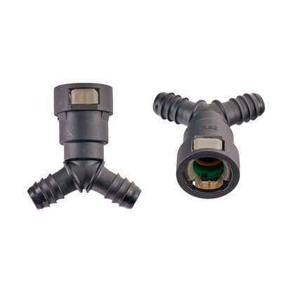 IAG 5/8" SAE Quick Connect Female to 2 x 1/2" Hose Barb Y Fitting