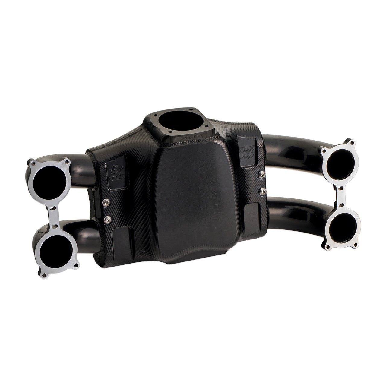 Corsa Veloce "Competizione" Forward Facing Billet Intake Manifold for OE 64mm T-Body - Black Finish - Angle 1