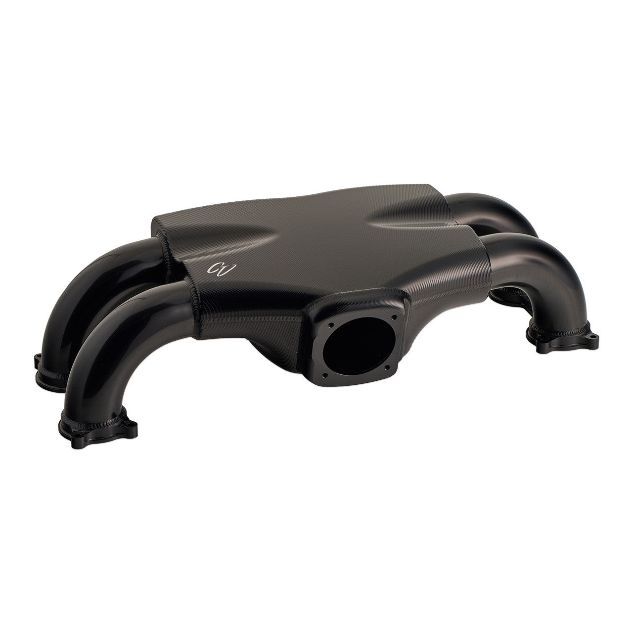 Corsa Veloce "Competizione" Forward Facing Billet Intake Manifold for OE 64mm T-Body - Black Finish - Angle 3