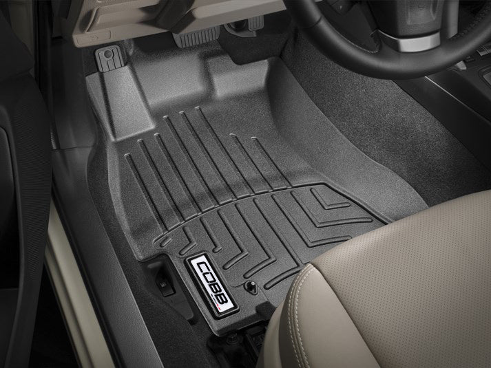 COBB Front FloorLiner by WeatherTech For 2014-18 Subaru Forester XT - Black - Installed