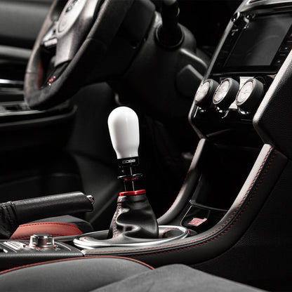 COBB Subaru 6-Speed Tall Weighted COBB Shift Knob - White (Incl. Both Red + Blk Collars) - Installed 1