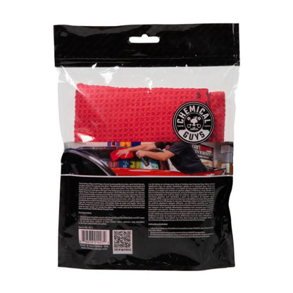 Chemical Guys Waffle Weave Glass & Window Microfiber Towel - 24in x 16in - Red - Label