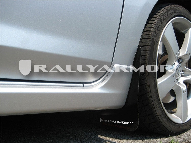 Rally Armor UR Black Mud Flaps with White Logo For 2004-09 Mazda Speed 3 - Installed