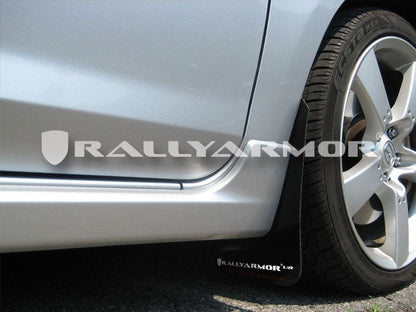 Rally Armor UR Black Mud Flaps with White Logo For 2004-09 Mazda Speed 3 - Installed