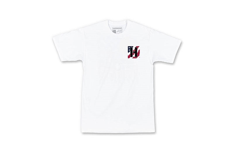 Hoonigan ICON Kill All Tires SS Tee - White / Red White Blue - Front