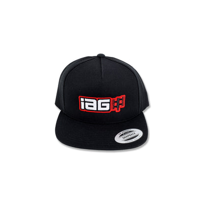 IAG Boxer Logo Embroidered Snapback Cap - Black - Front