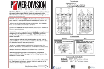 GSC S2 Billet Camshaft Set for the 2008-21 Subaru STI with Dual AVCS - Specs